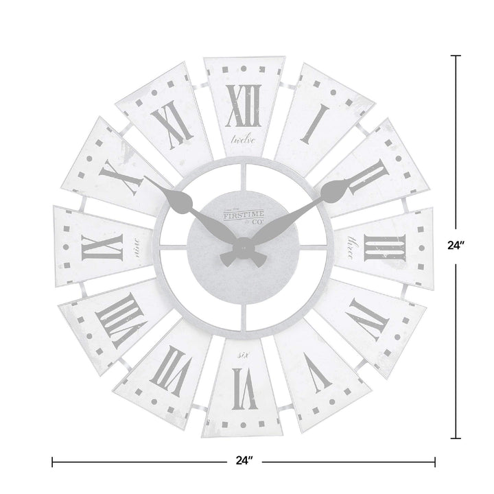 White Numeral Farmhouse Windmill Clock American Crafted Aged Plastic 24 X 2 in - Diamond Home USA