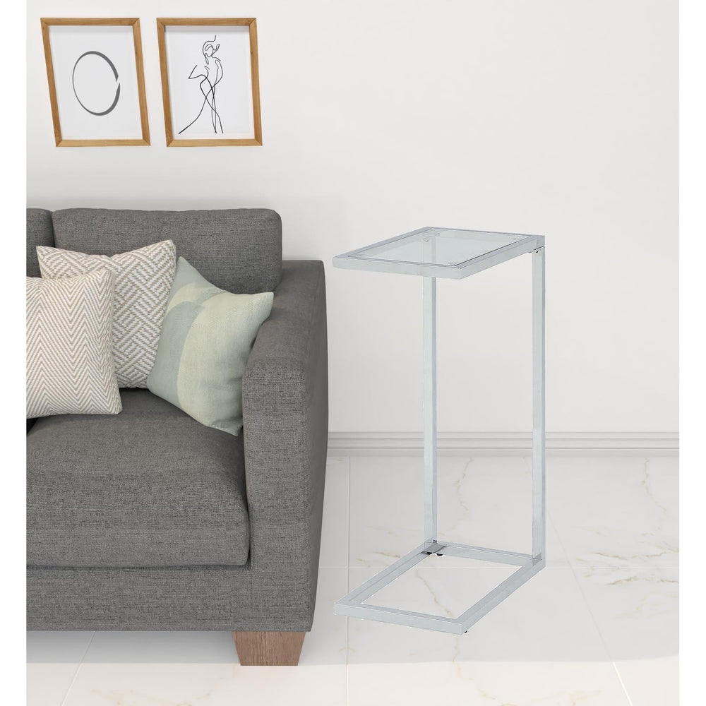 26" Chrome and Clear Glass End Table 25.25 Silver Modern Contemporary - Diamond Home USA