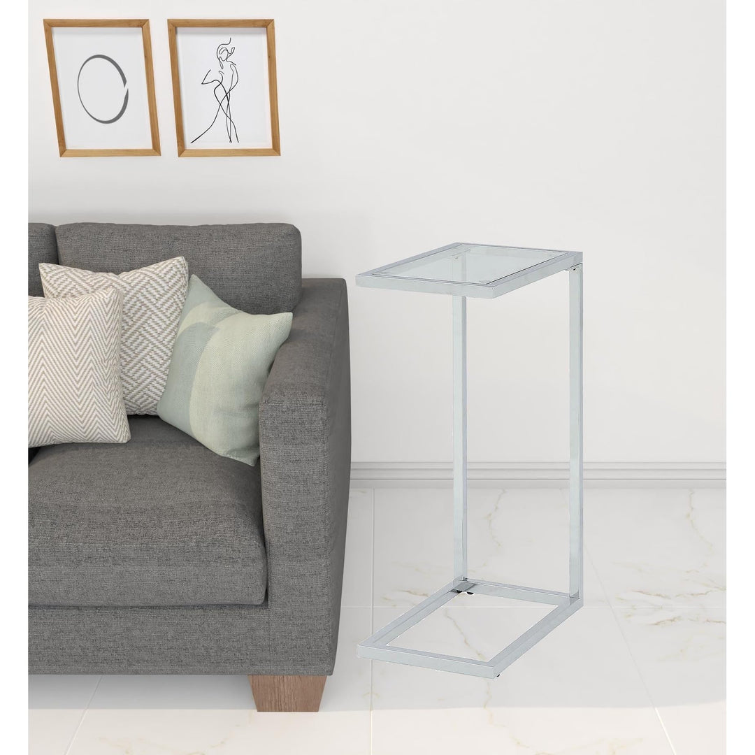 26" Chrome and Clear Glass End Table 25.25 Silver Modern Contemporary - Diamond Home USA