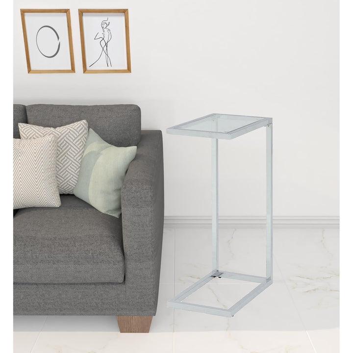 26" Chrome and Clear Glass End Table 25.25 Silver Modern Contemporary - Diamond Home USA