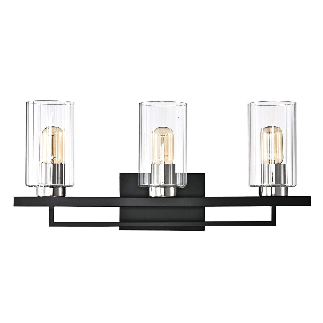 Black and Brushed Nickel 3-light Vanity with Clear Beveled Glass Shades - Diamond Home USA