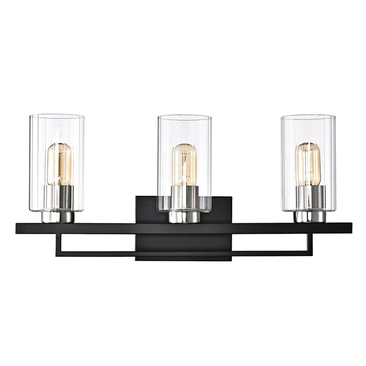 Black and Brushed Nickel 3-light Vanity with Clear Beveled Glass Shades - Diamond Home USA