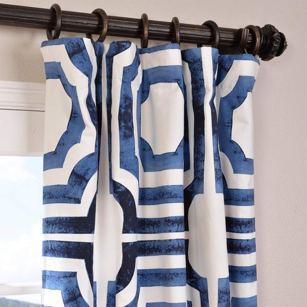 1 Piece Mecca Printed Window Curtain 96 Inch Tile Moroccan Octagon