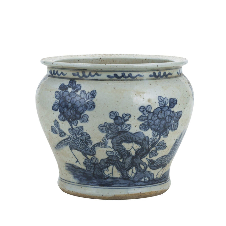 Blue and White Small Planter Flower with Porcelain - Diamond Home USA
