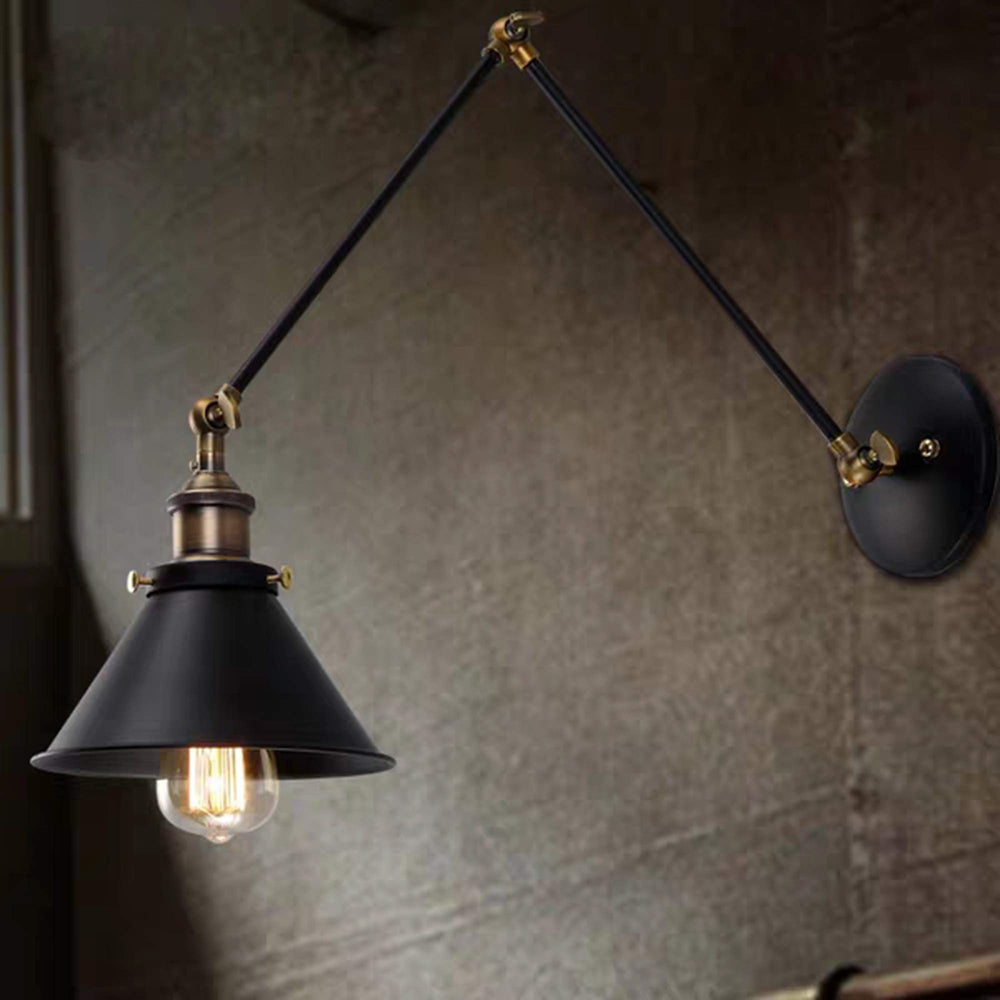 Warehouse of Tiffany LD5057 Payne Matte Black & Antique Brass 1-Light Metal Cone - Diamond Home USA