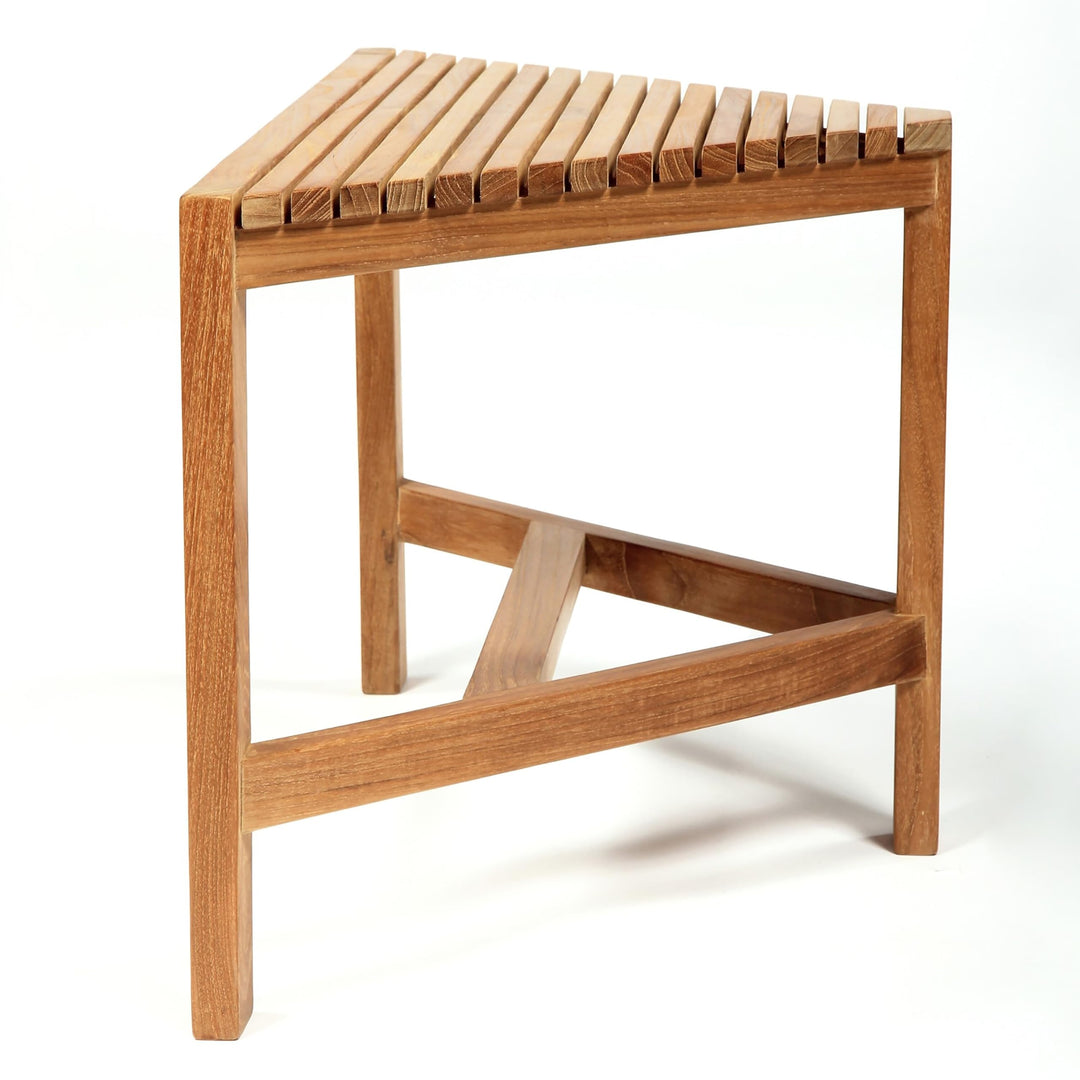 Teak Shower Bench Fiji Corner 31" (80 Cm) Brown Solid Color Traditional - Diamond Home USA