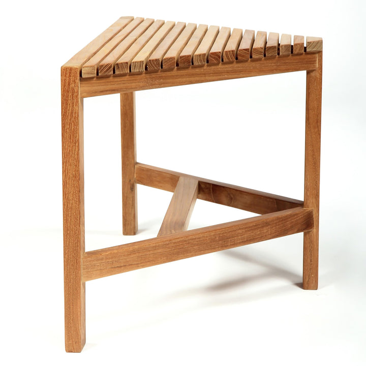 Teak Shower Bench Fiji Corner 31" (80 Cm) Brown Solid Color Traditional - Diamond Home USA