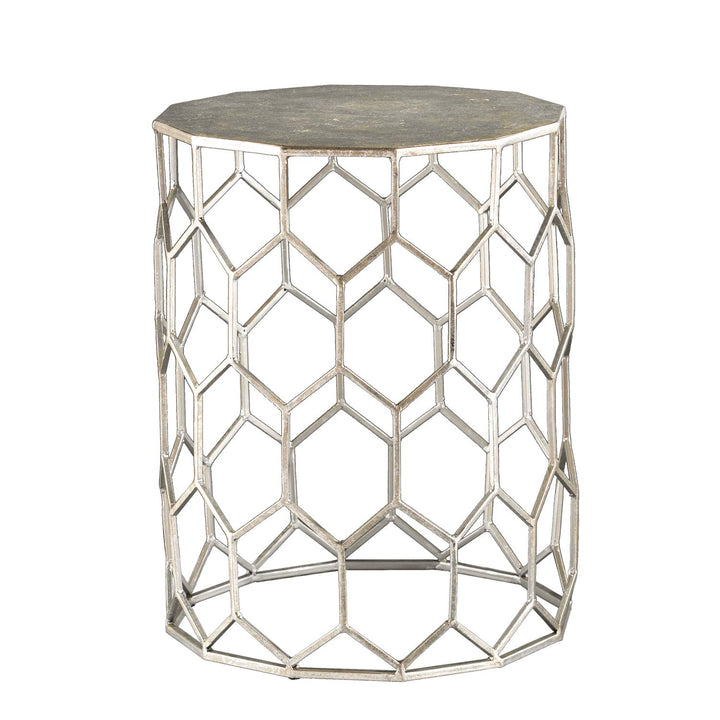 SEI Furniture Clarissa Metal Honeycomb Accent Table Geometric Style Round