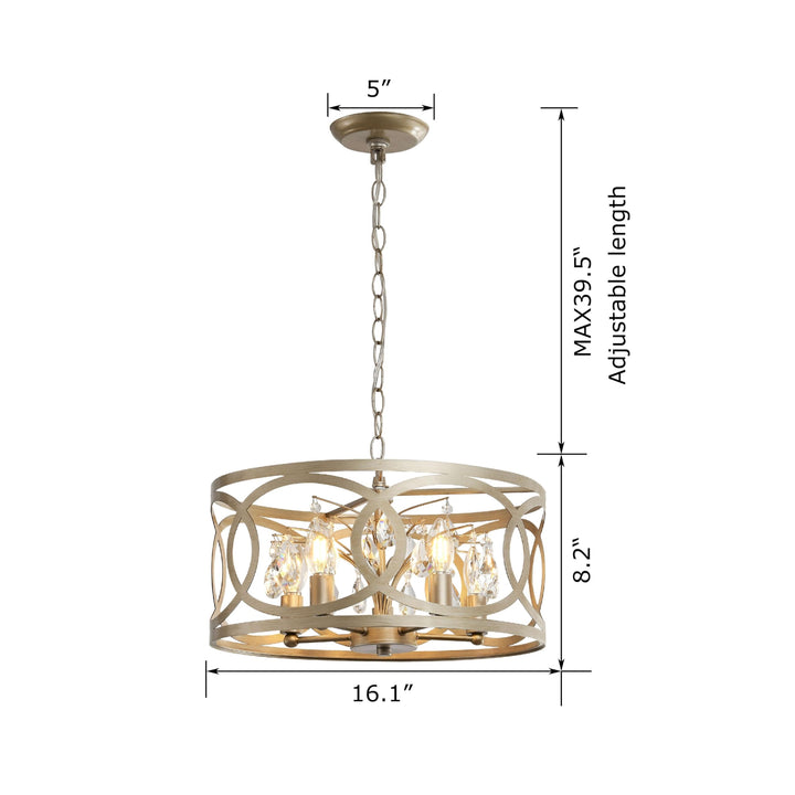 The Lighting Store Aurelia 5-Light Brushed Champagne Silver Metal Cage Drum - Diamond Home USA