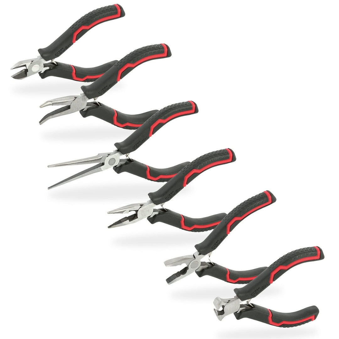 6-piece Mini Pliers Set With Soft Grip Handles Black