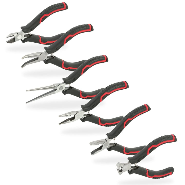 6-piece Mini Pliers Set With Soft Grip Handles Black