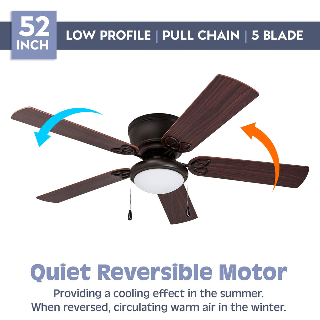 Prominence Home Benton 52 Inch Traditional Flush Mount Indoor LED Ceiling Fan Bronze - Diamond Home USA