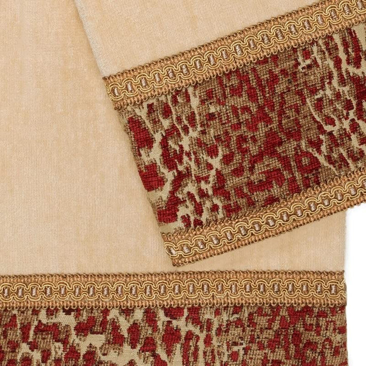 Journey Light Gold Gimp 3-Piece Decorative Towel Set Border Cotton Embroidered - Diamond Home USA