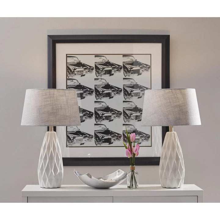 Adesso SL1149-02 Joan Table Lamp Set 22.5 in. 100W White Finish 2 Metal Lamps - Diamond Home USA