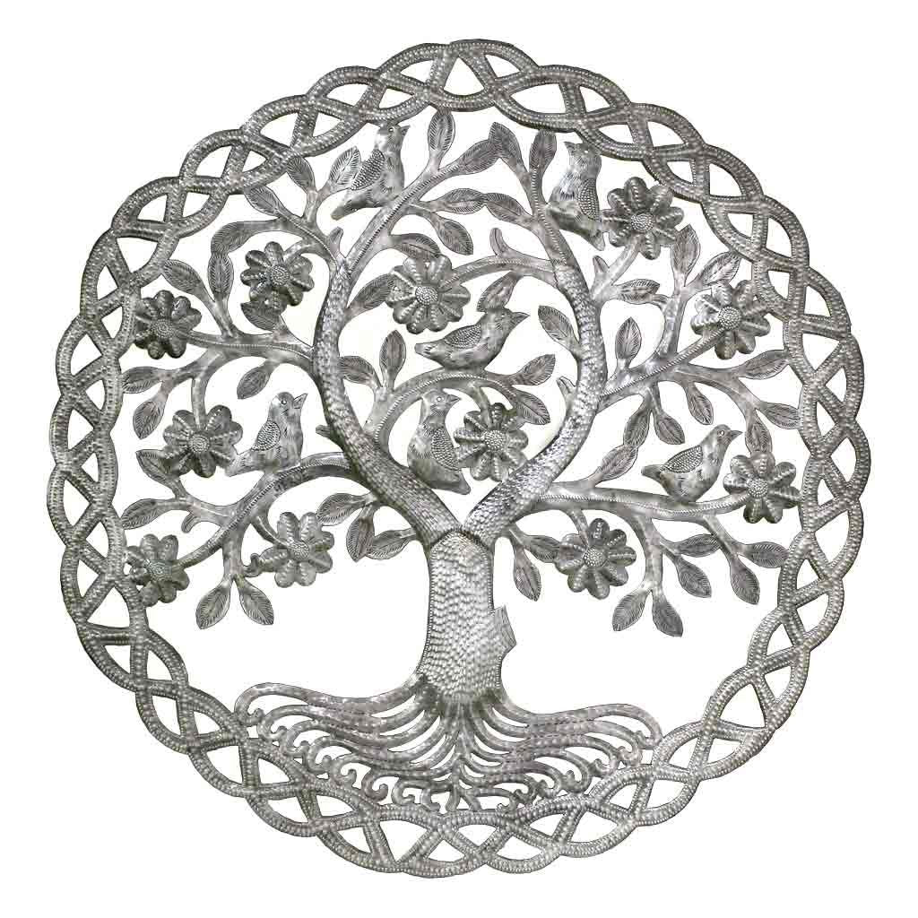 Global Crafts 24" Recycled Hand-Painted Haitian Metal Wall Art Tree of Life