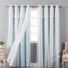 Aurora Home Attached Valance Sheer and Blackout 4-Piece Panel Pair Sky Blue 52"W x 96"L - Sky Blue