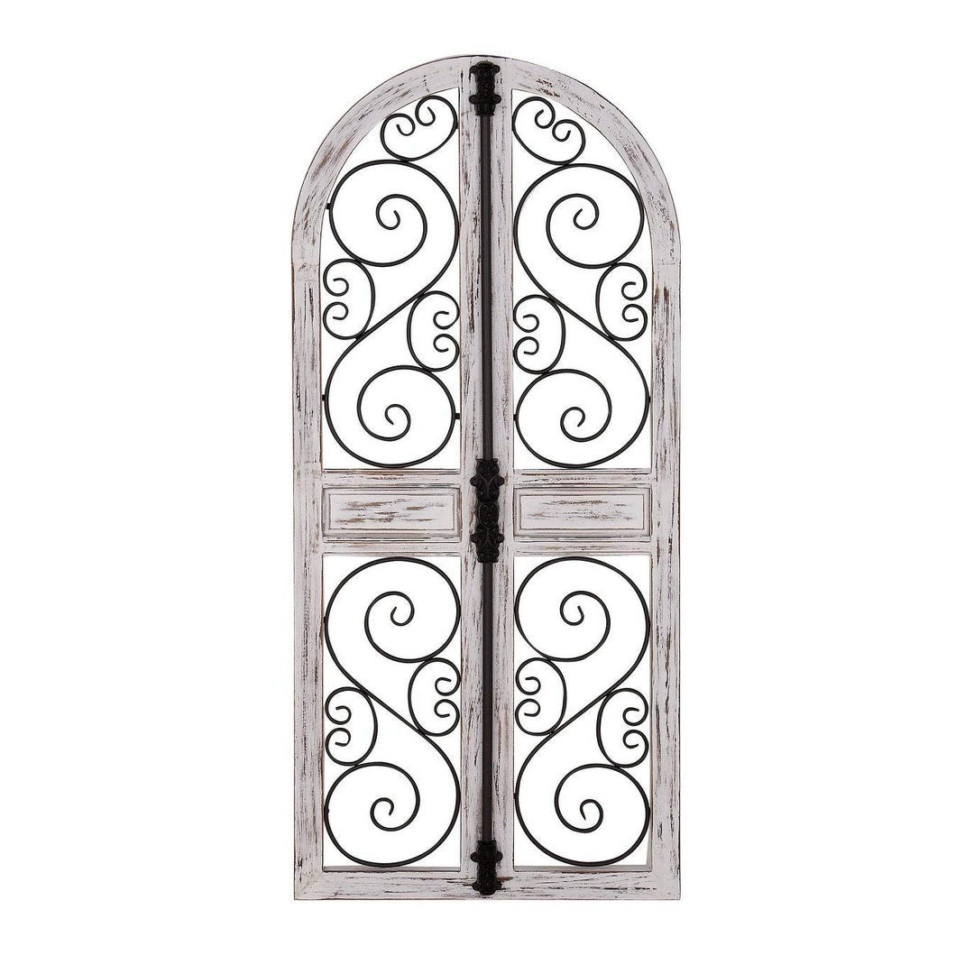 Farmhouse 52 X 24 Inch Wood and Iron Door-Style Wall Decor Grey