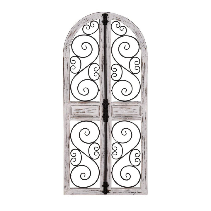 Farmhouse 52 X 24 Inch Wood and Iron Door-Style Wall Decor Grey