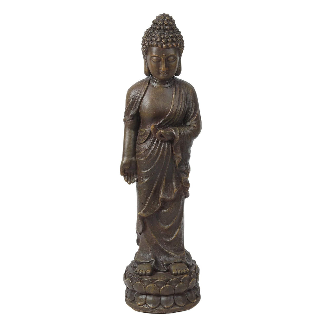 Brown Mgo Enlightened Standing Buddha Garden Statue Oriental Magnesium Oxide - Diamond Home USA