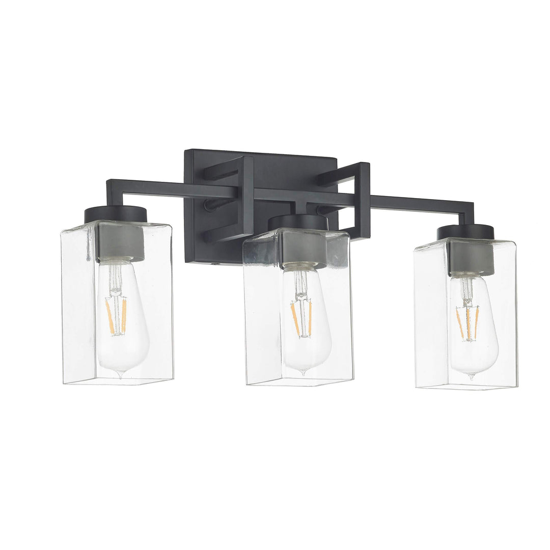 3 Light Matte Black Vanity Transitional Metal Dimmable - Diamond Home USA