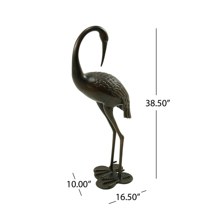Outdoor 39 Inch Cast Aluminum Crane Statue by Brown Traditional - Diamond Home USA