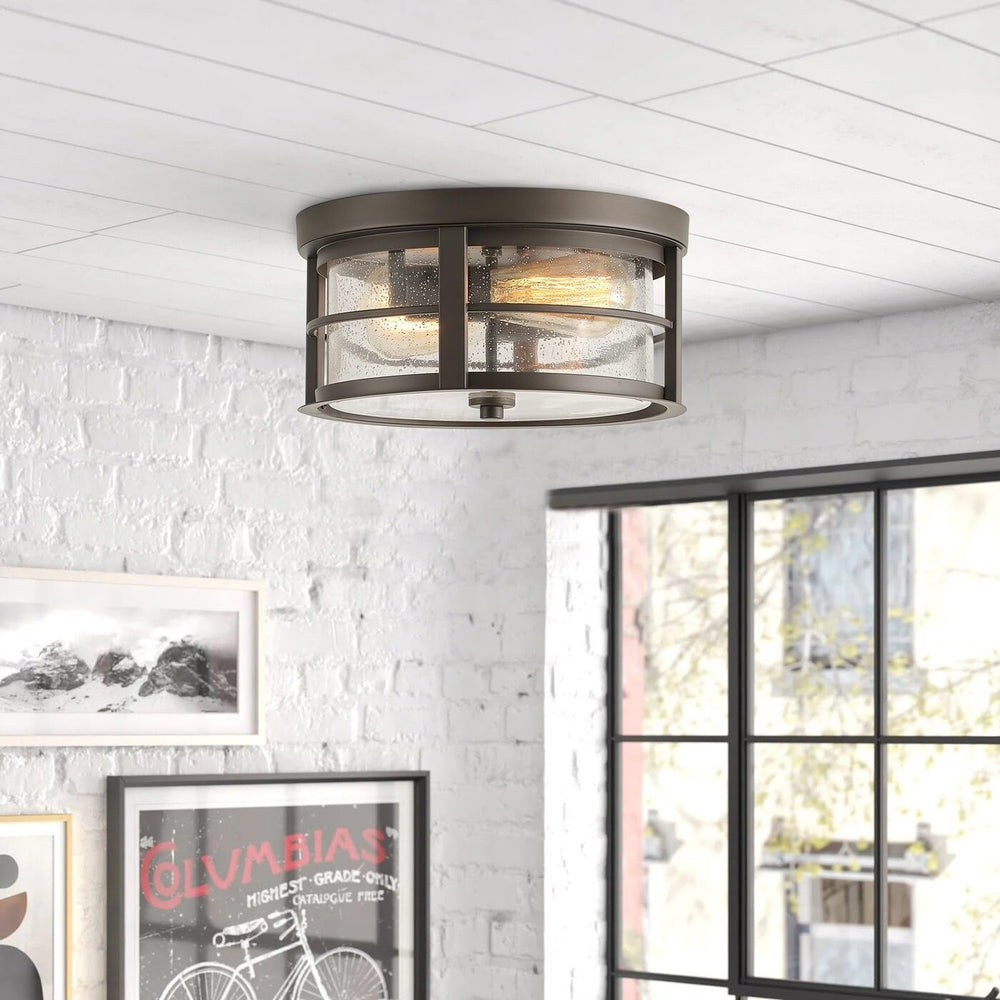 Oil Rubbed Bronze 2-light Flush Mount Ceiling Lamp with Clear Glass Design Brown - Diamond Home USA