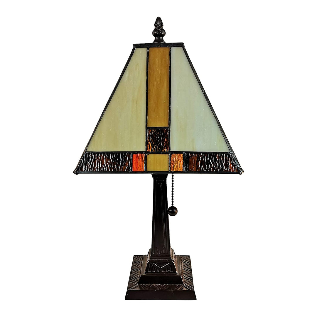 Amora Vintage Tiffany Table Lamp - Yellow & Tan Glass ghtstand Lamp - Table