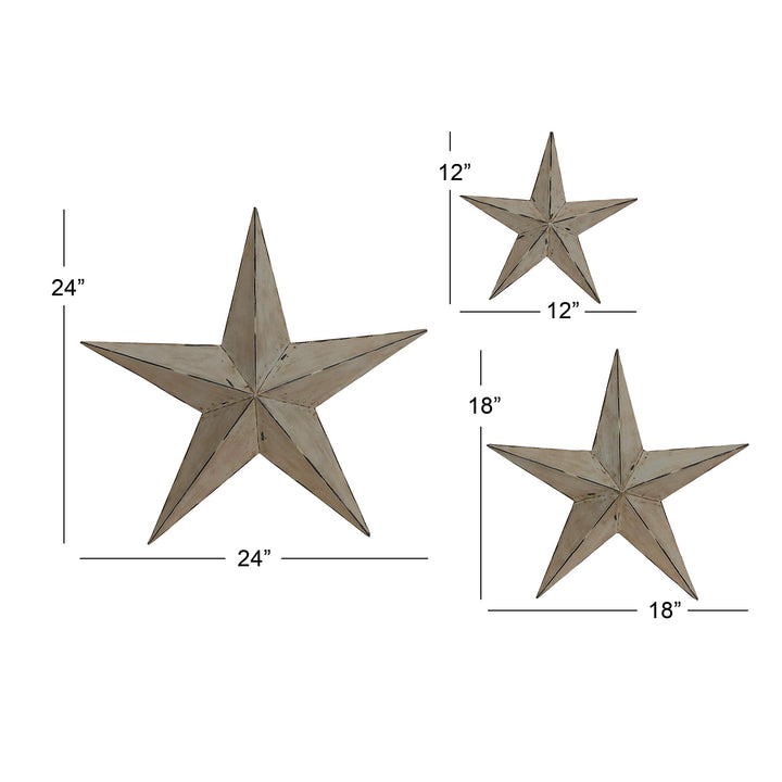 Farmhouse Inspired Distressed Taupe Iron 3D Wall Sculptures (Set of 3) Tan Metal - Diamond Home USA