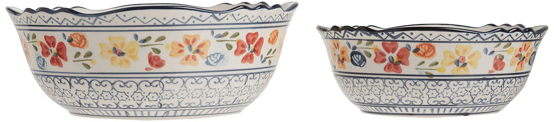 Gibson Elite Hand-Painted Dinnerware Set 2-Piece Serving Bowls Luxembourg - Diamond Home USA