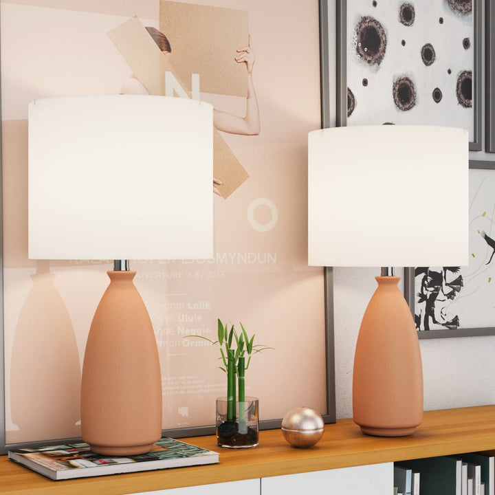 23.25" Light Orange Ceramic Table Lamp (Set of 2) Industrial Modern Contemporary - Diamond Home USA
