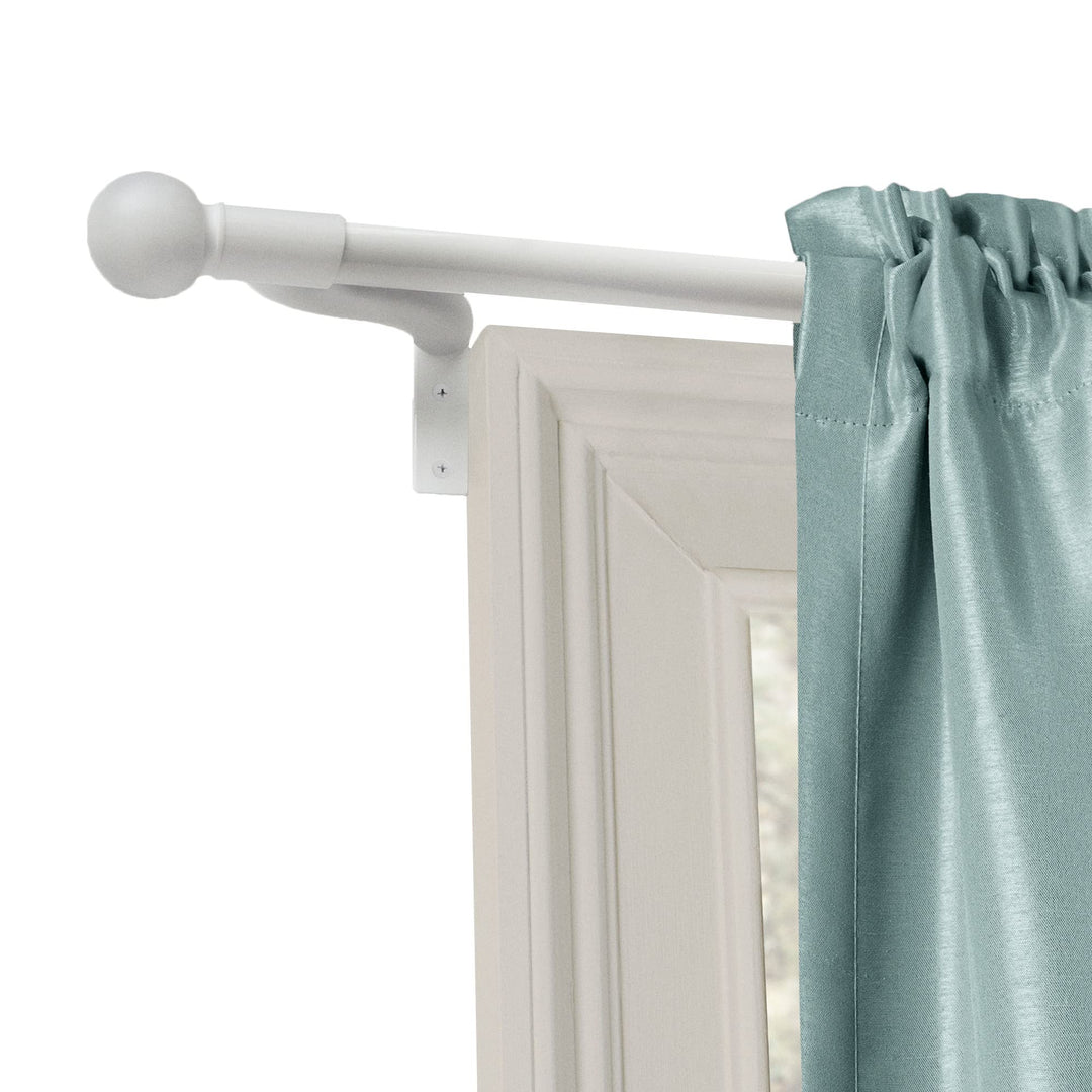 MAYTEX Easy Install Café Window Curtain Rod No Measuring Needed 48" with White - Powder Coated/White Finish - 18 inches - 48 inches