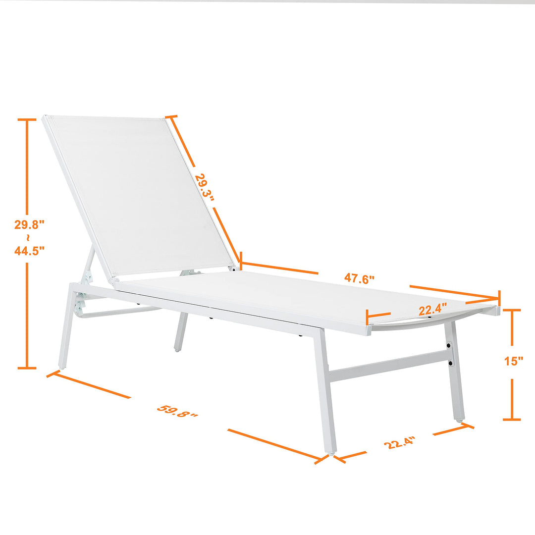 Nuu Garden Outdoor Textilene Cape Coral Mesh Single Lounge Chair White Solid - Diamond Home USA