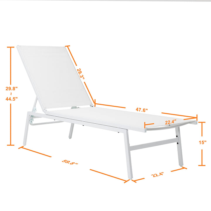 Nuu Garden Outdoor Textilene Cape Coral Mesh Single Lounge Chair White Solid - Diamond Home USA