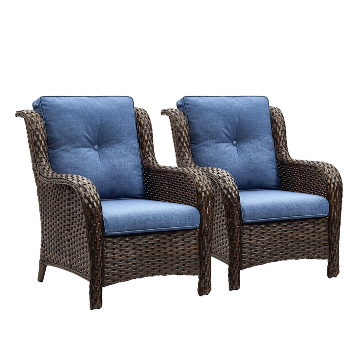 Outdoor Patio Rattan Furniture Set Wicker Chairs 2-Piece Black Modern - Diamond Home USA