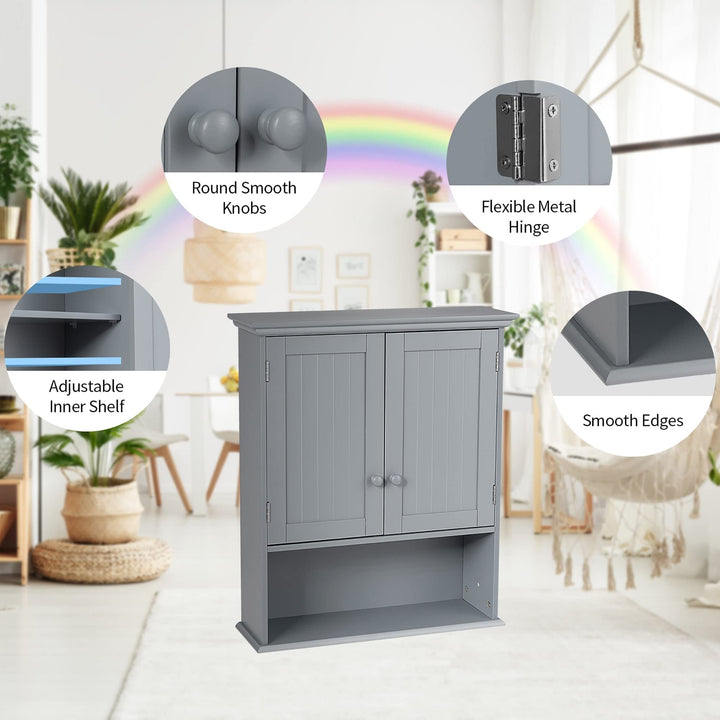 Wall Mount Bathroom Cabinet Medicine Storage Organizer Grey Modern - Diamond Home USA