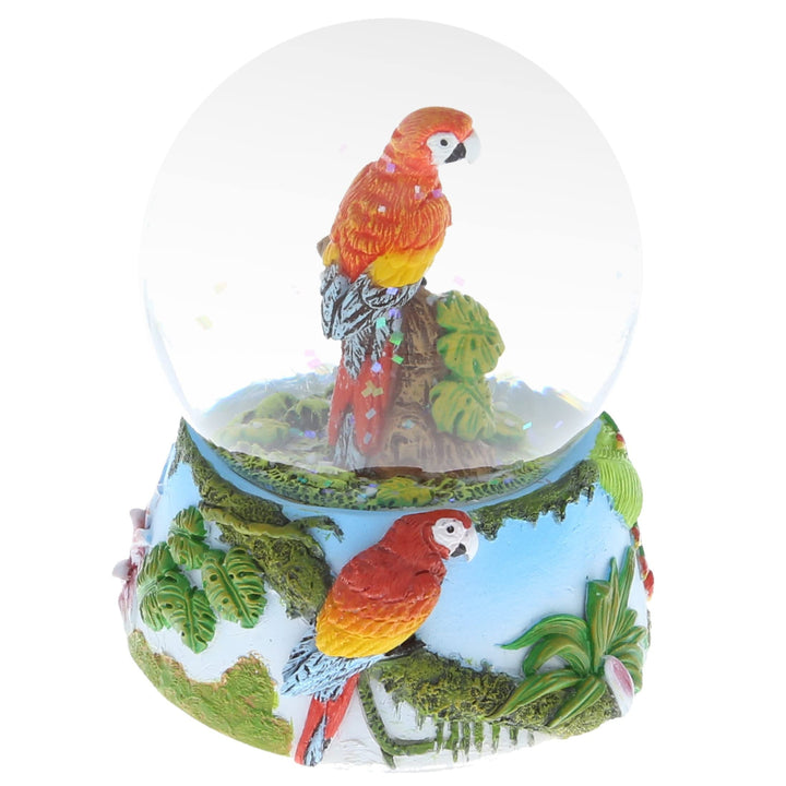 Parrot Snow Globe Figurine with Sparkling Glitter 2.9lx2.8w3.5h Inches Multi