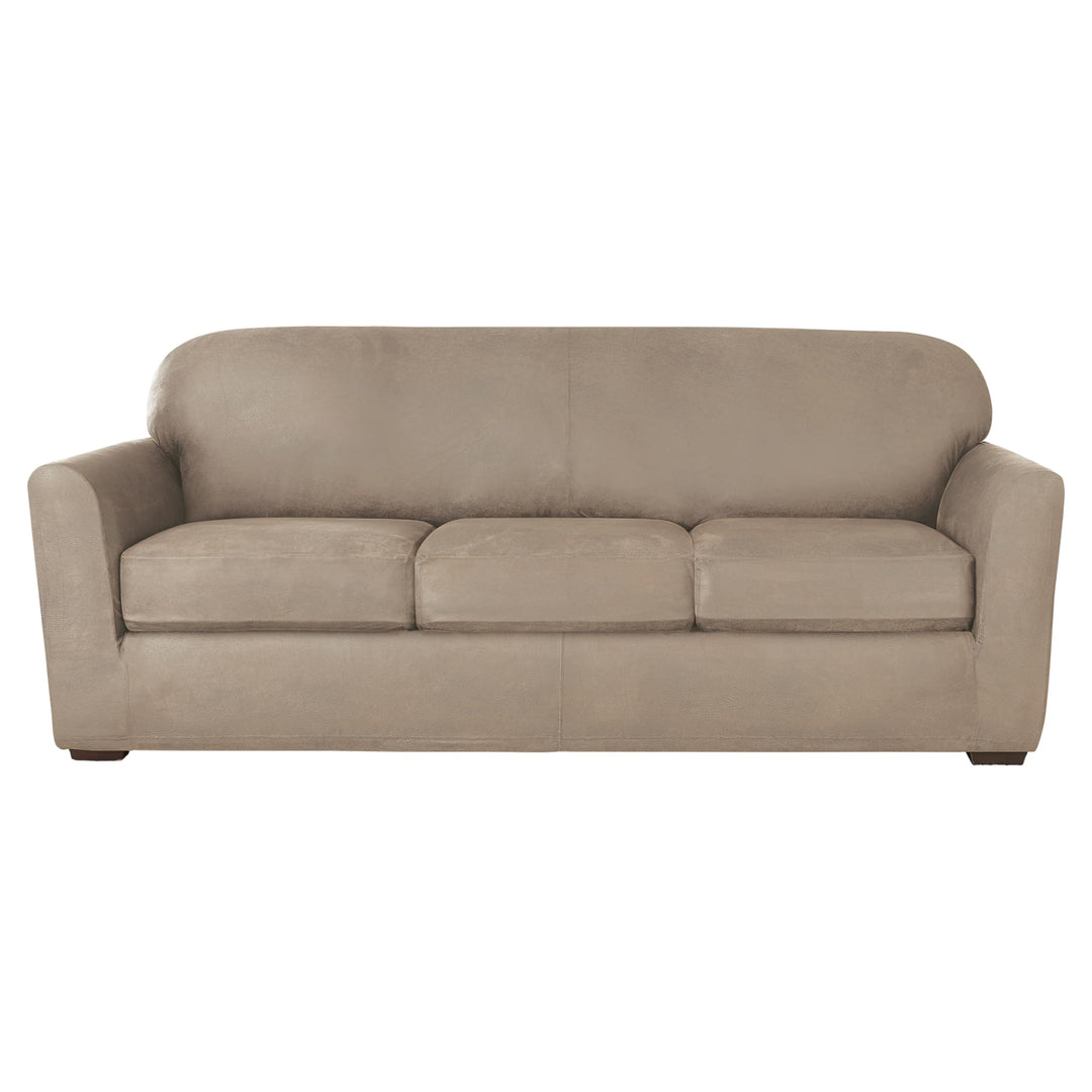 SureFit Ultimate Stretch Leather 4 PC Sofa Slipcover in Rustic Birch - Diamond Home USA