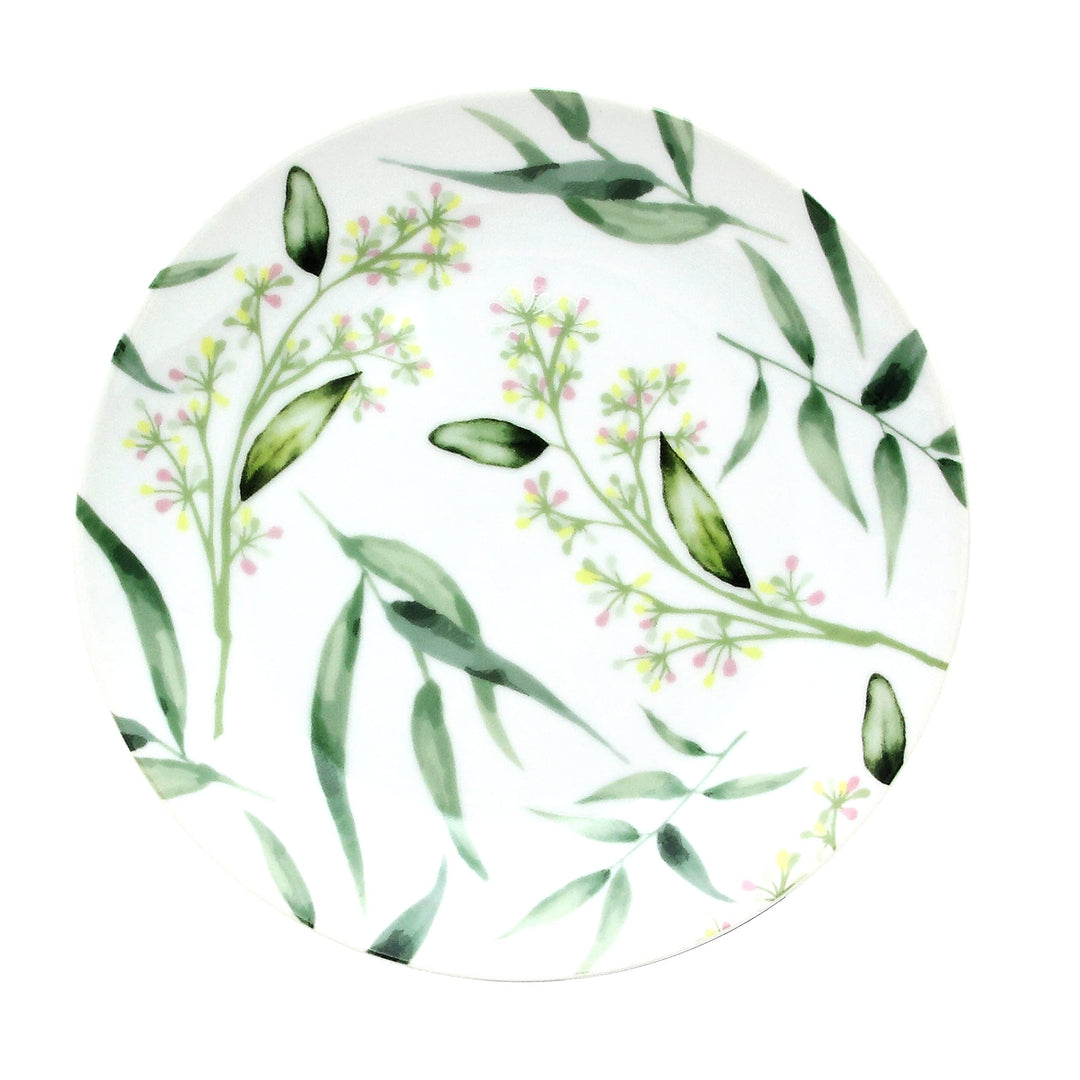 16pcs Coupe Shape Dinnerware With Full Bamboo Decal In Green Color Service For 4 - Diamond Home USA