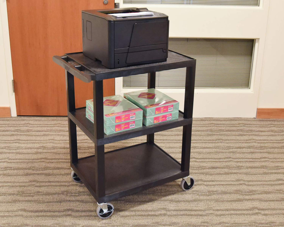 LUXOR STC222-B 3-Shelf Utility Cart Black - Diamond Home USA