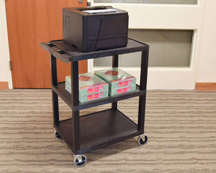 LUXOR STC222-B 3-Shelf Utility Cart Black - Diamond Home USA