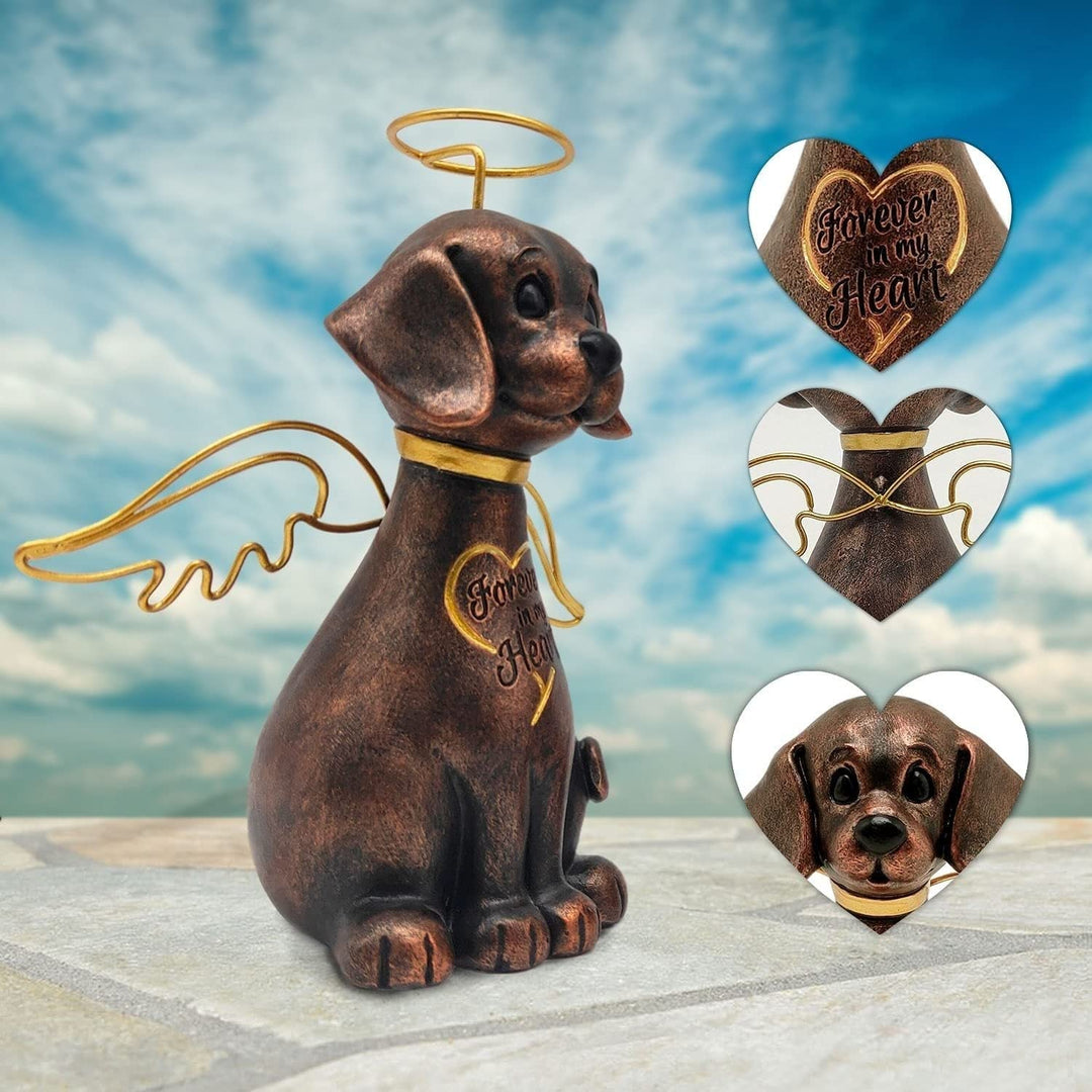 Pet Memorial for Dogs Sympathy Gift Loss of Dog Angel Statue Brown Animals - Diamond Home USA