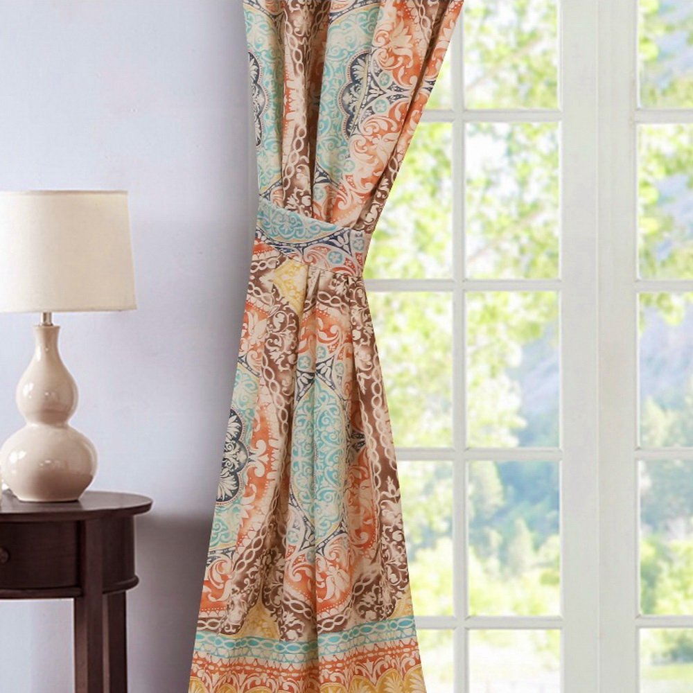 Window Treatments Tab Top Curtains Panels Lined Bohemian Boho Chic Geometric - Diamond Home USA