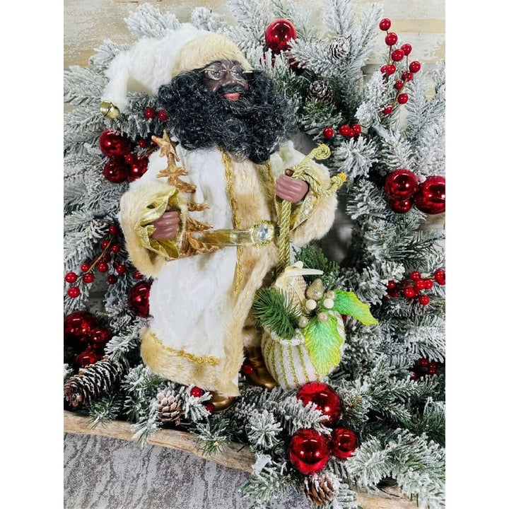 Santa's Workshop 15" Black Claus 15 White Resin - Diamond Home USA