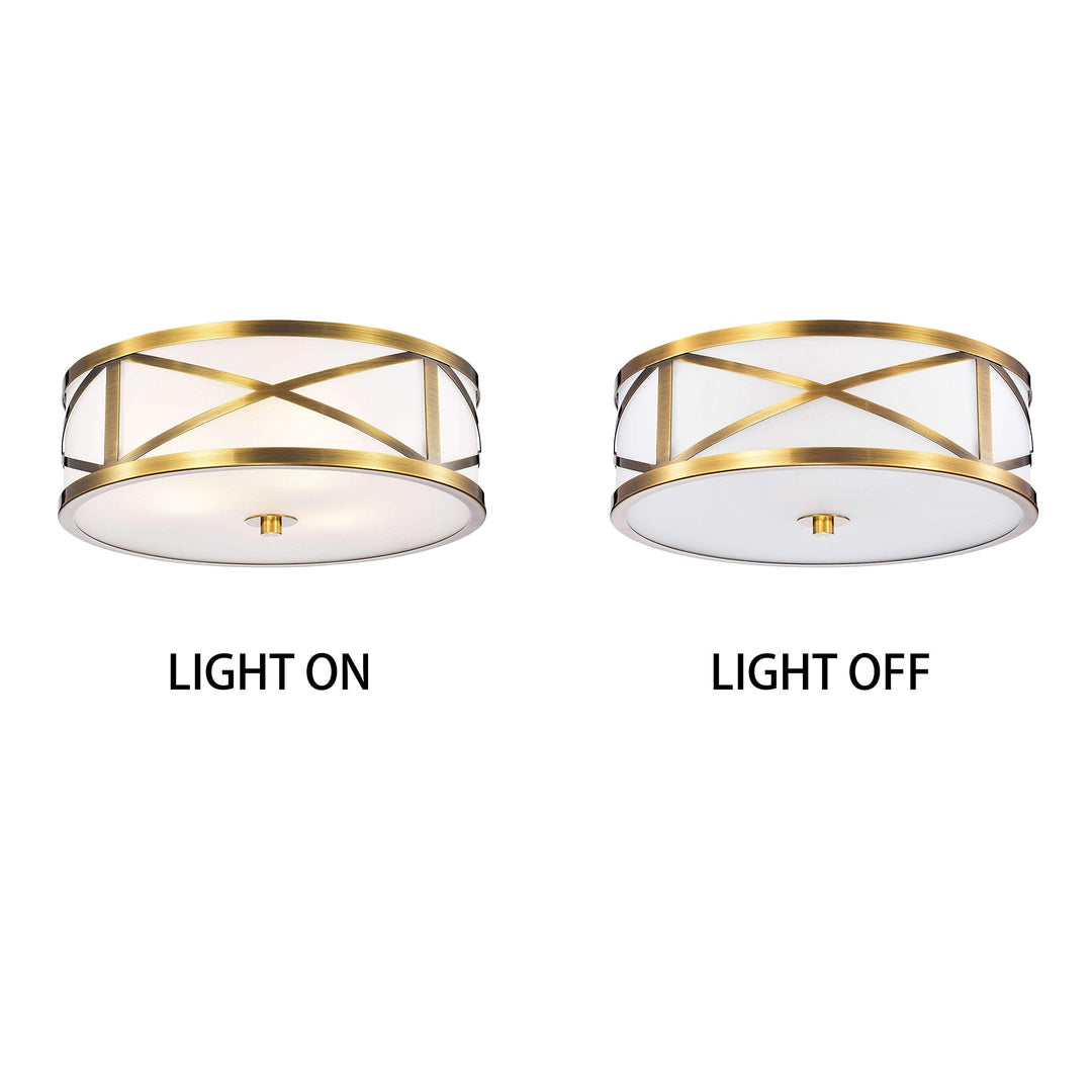 The Lighting Store Blanca Metallic Goldtone Metal 'X' Frame Glass Drum Shade - Diamond Home USA