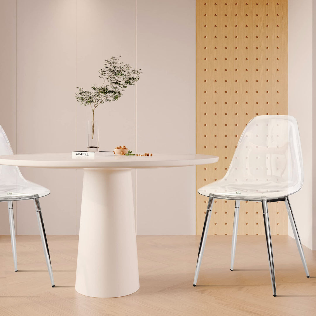 CangLong Kitchen Modern Dining Desk Side Chair with Metal Legs Set of 2 Clear - Diamond Home USA