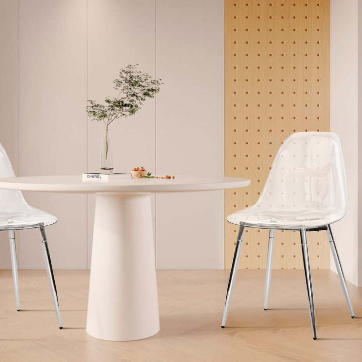 CangLong Kitchen Modern Dining Desk Side Chair with Metal Legs Set of 2 Clear - Diamond Home USA