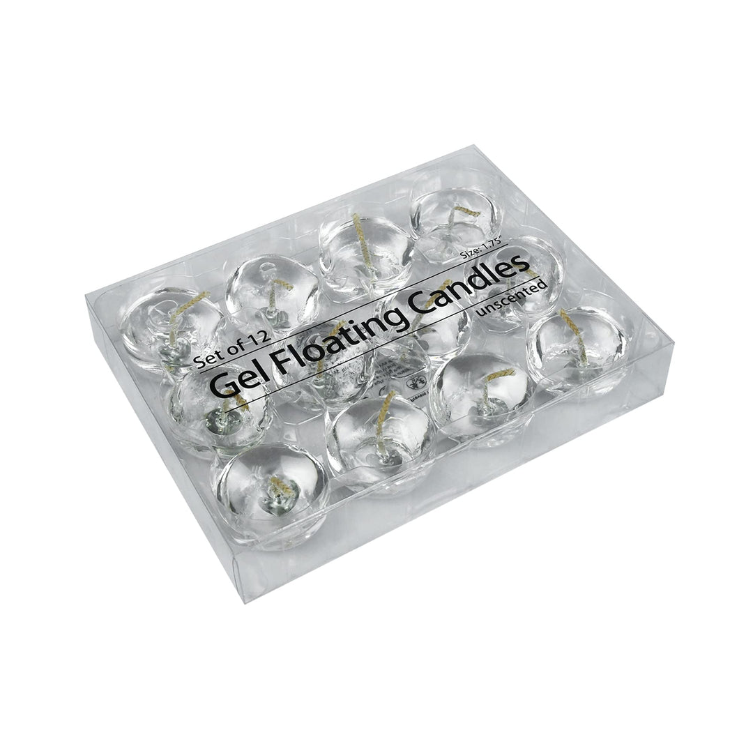 Zest Candle 12-Piece Floating Candles 1.75-Inch Clear Gel