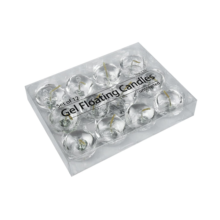 Zest Candle 12-Piece Floating Candles 1.75-Inch Clear Gel