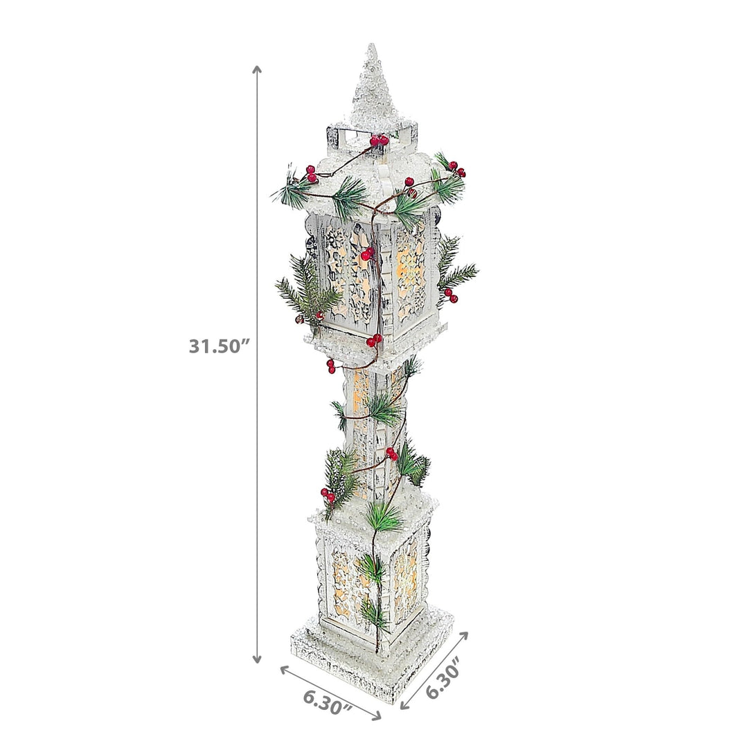 Christmas Led Snow Covered Snowflake Lamp Post 31.5" White Wood - Diamond Home USA