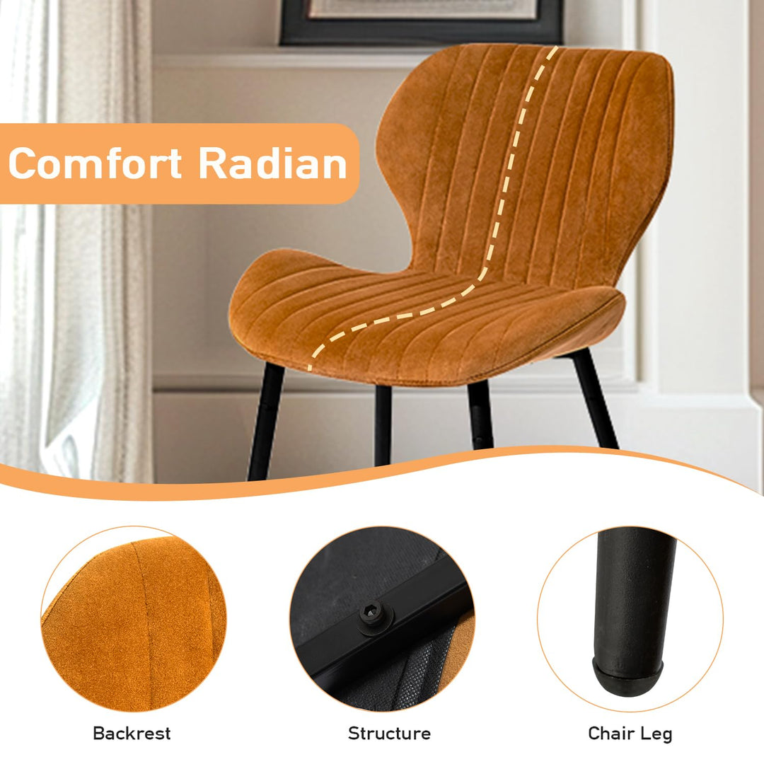 CangLong Mid Century Modern Upholstered Dining irs with Metal Legs Accent Brown - Diamond Home USA